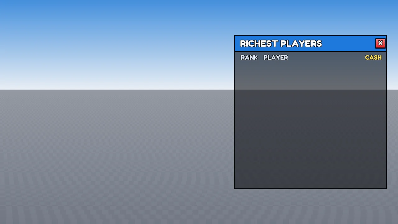 gpt-5.6 luna: a richest-players leaderboard with a header and no rows